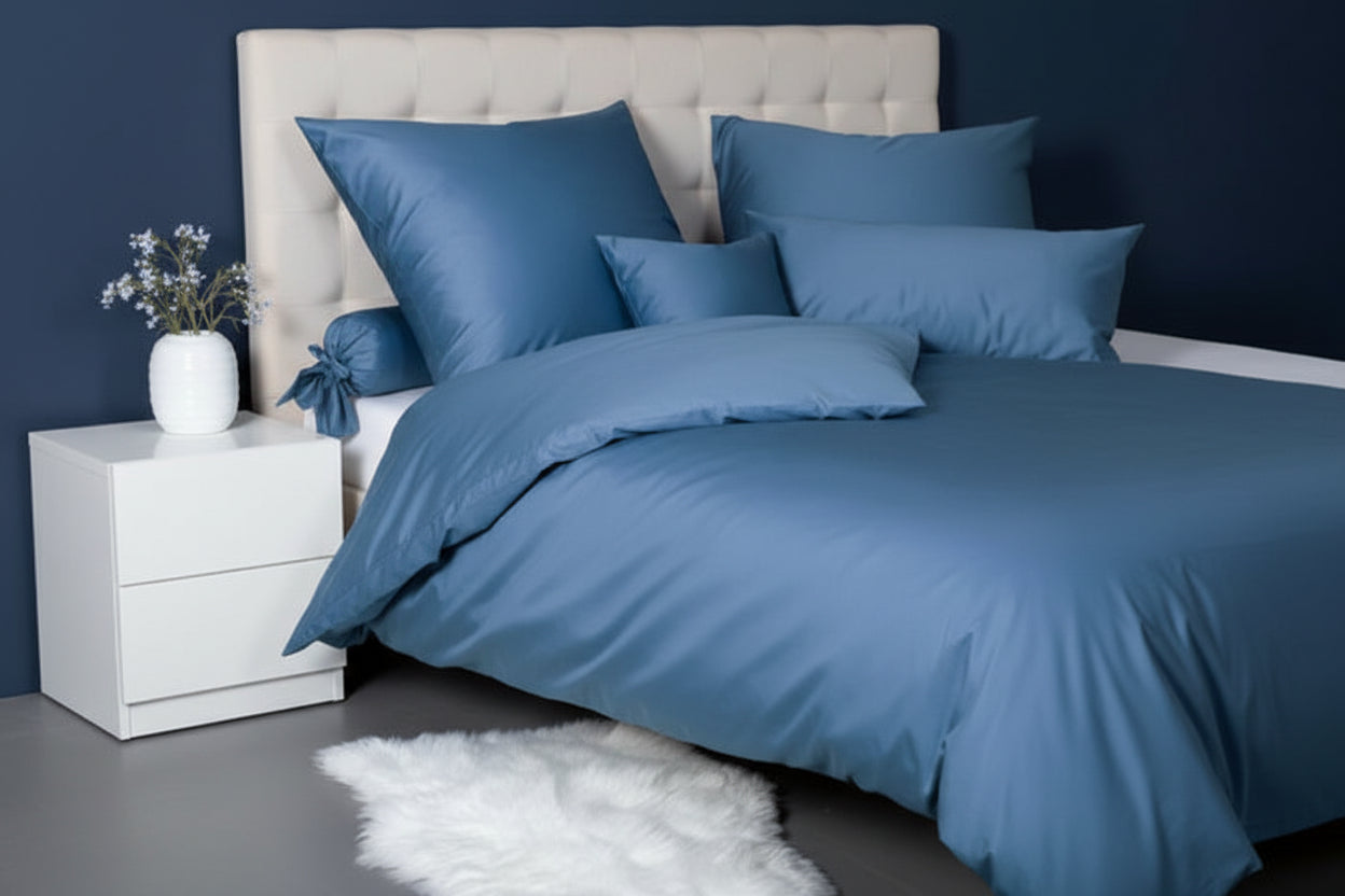 Mako Satin Uni Jeans Blau